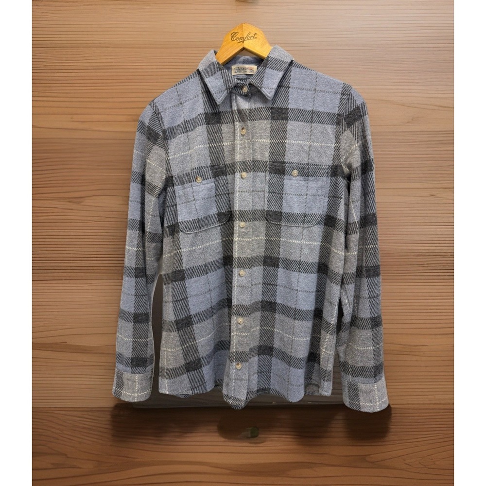 Faherty Women's Small Legend Sweater Shirt Gray Plaid Button Up Long Sleeve Soft